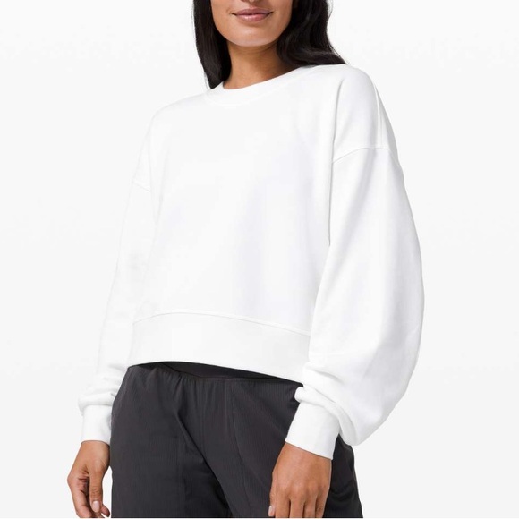 lululemon athletica Tops - Lululemon Perfectly Oversized Crop Crew Sweatshirt in White Size XL/XXL